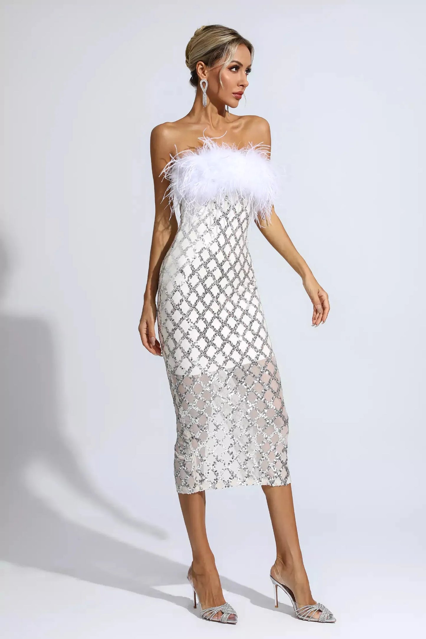 Rania Elegant Strapless Sequin Dress