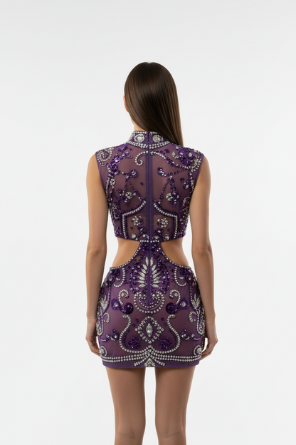 Asina Slim-fit Diamond Skinny Hollow-out Dress