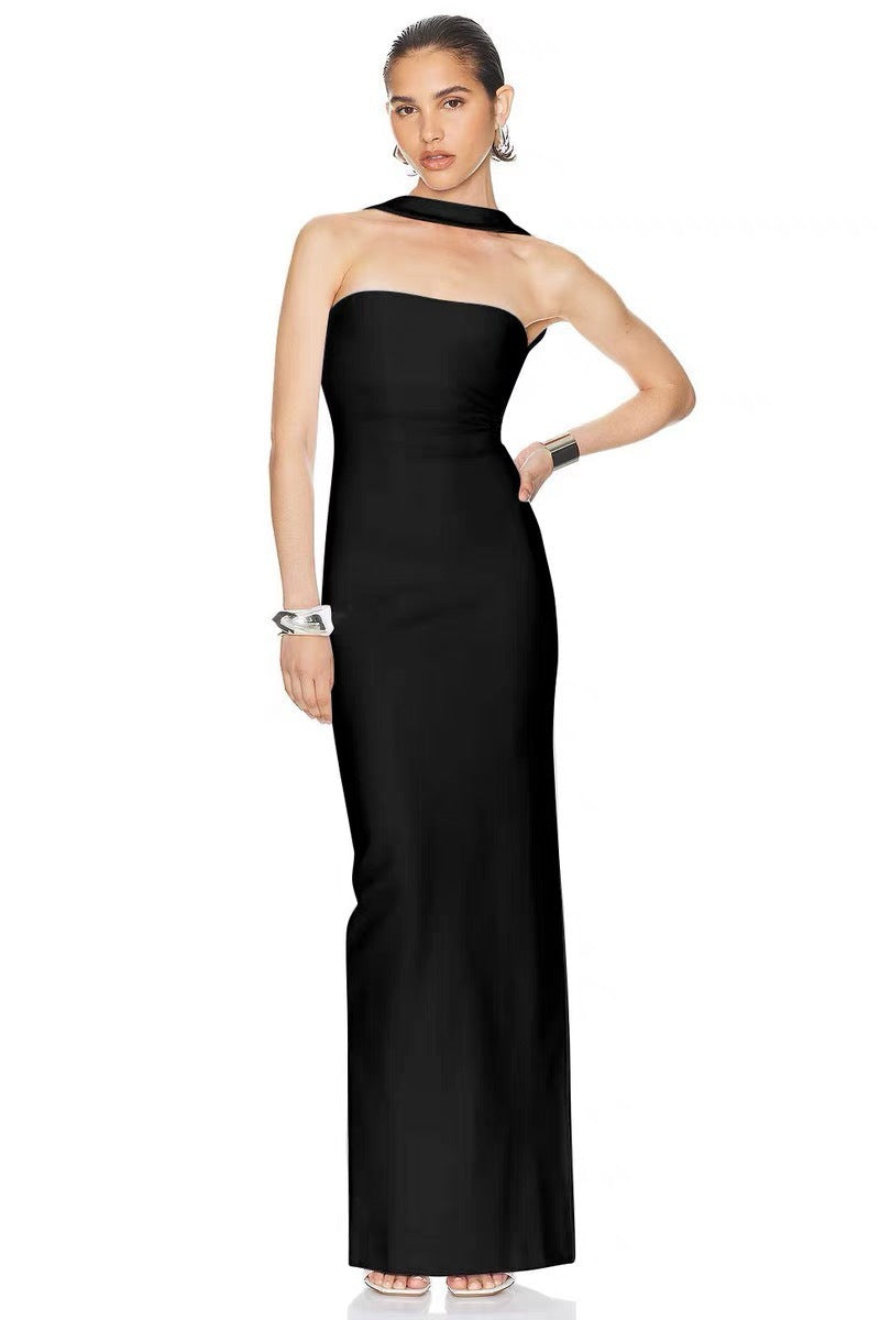 Simple Halter Sheath Skinny Fashion Party Holiday Dress #aclosyESL