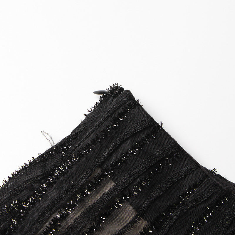 Irregular Skirt Ostrich Hair Patchwork Suit Aclosy