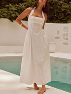 Alera Devine Ruched Halter Neck Midi Dress