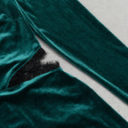 Bubble Long Sleeve Hollow Velvet Dress aclosy