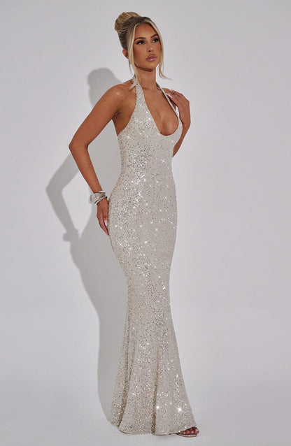 ALANA BACKLESS SEQUIN MAXI DRESS