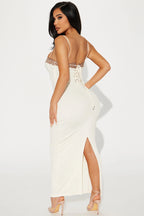 CASIE MESH MAXI CREAM DRESS
