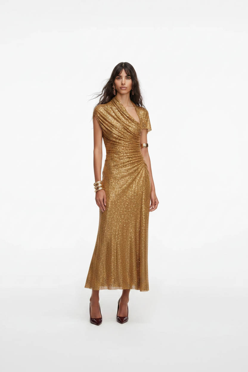 Chic Party Off-Shoulder Beaded Sleeveless Dress