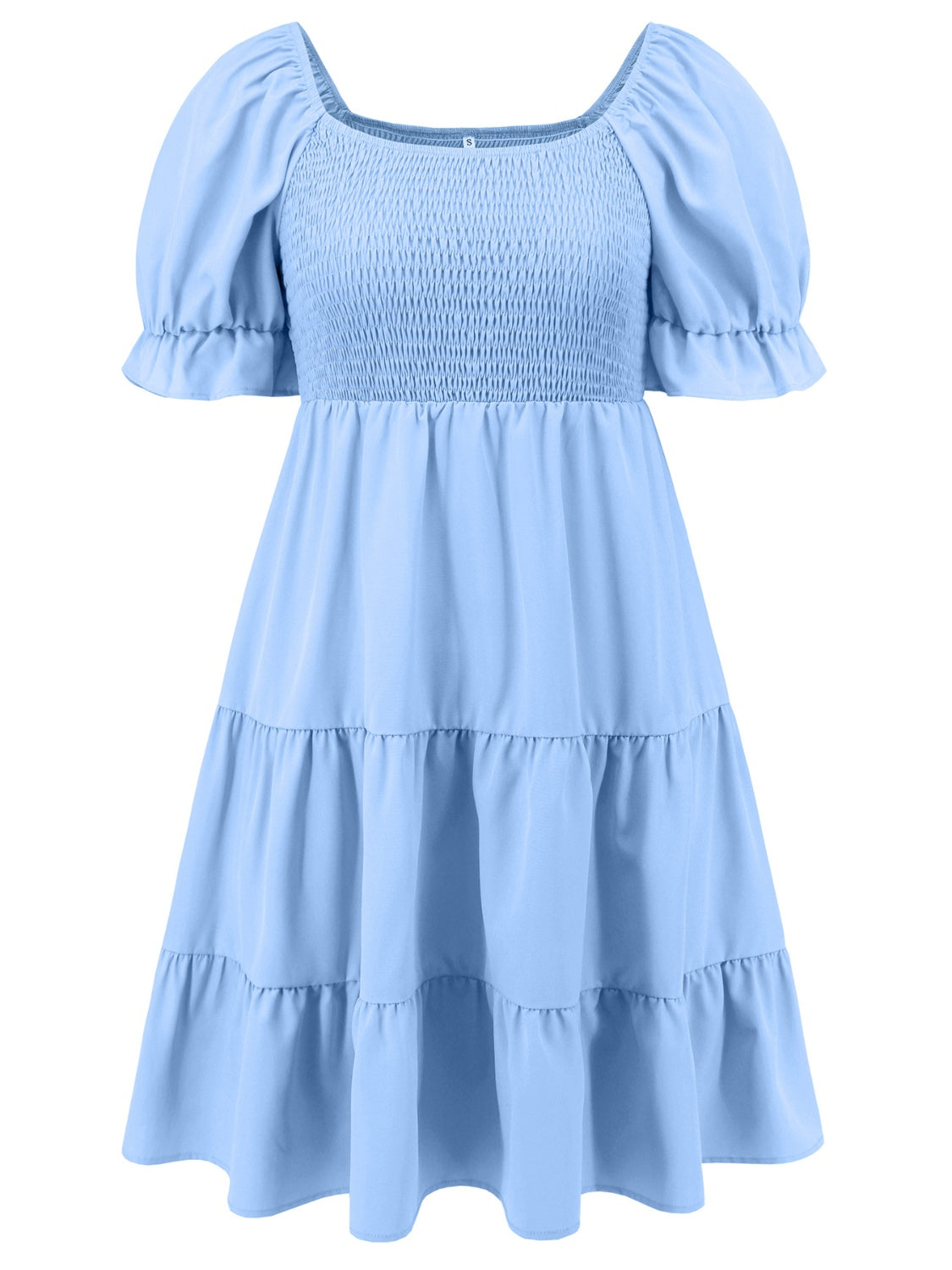 Smocked Flounce Sleeve Mini Dress Trendsi