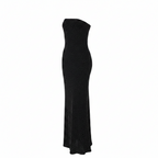 Shasha Rhinestone Strapless Black Backless Maxi Dress