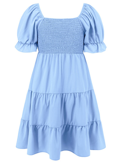 Smocked Flounce Sleeve Mini Dress Trendsi