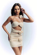 2023 Women's Slim Summer French Hollow Three-dimensional Halter Neck Tube Top Dress aclosy