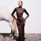 Half-high Collar Long Sleeves Dress Women's Fashion Tight Aclosy