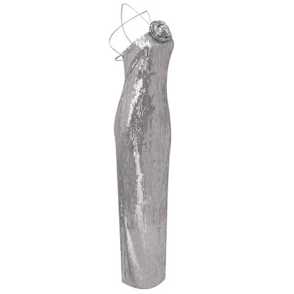 Celeb High End Sequin Backless Maxi Dress