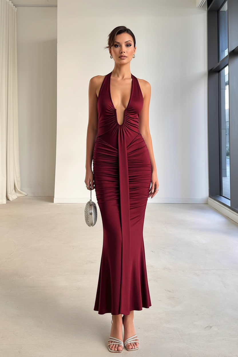 Taeya Sleeveless Long Pleated Mermaid Party Dress