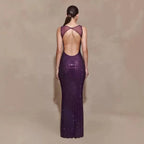 Elegant French-style Strap Casual Maxi Sequin Dress