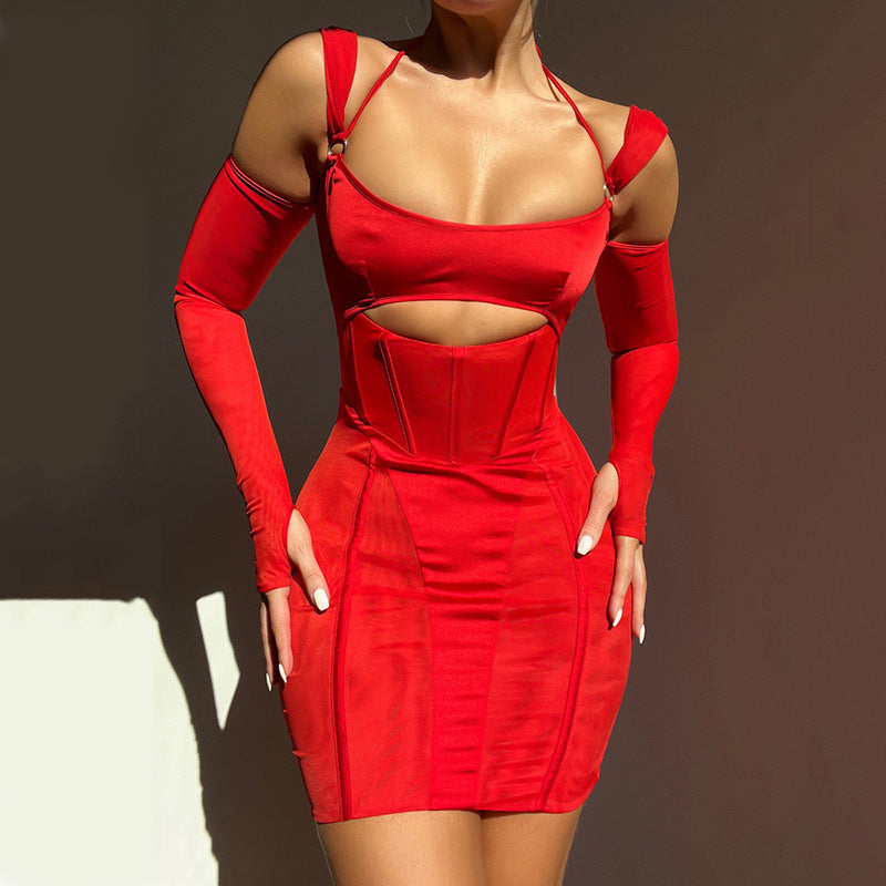 Autumn New Sexy Halter Tight Dress aclosy