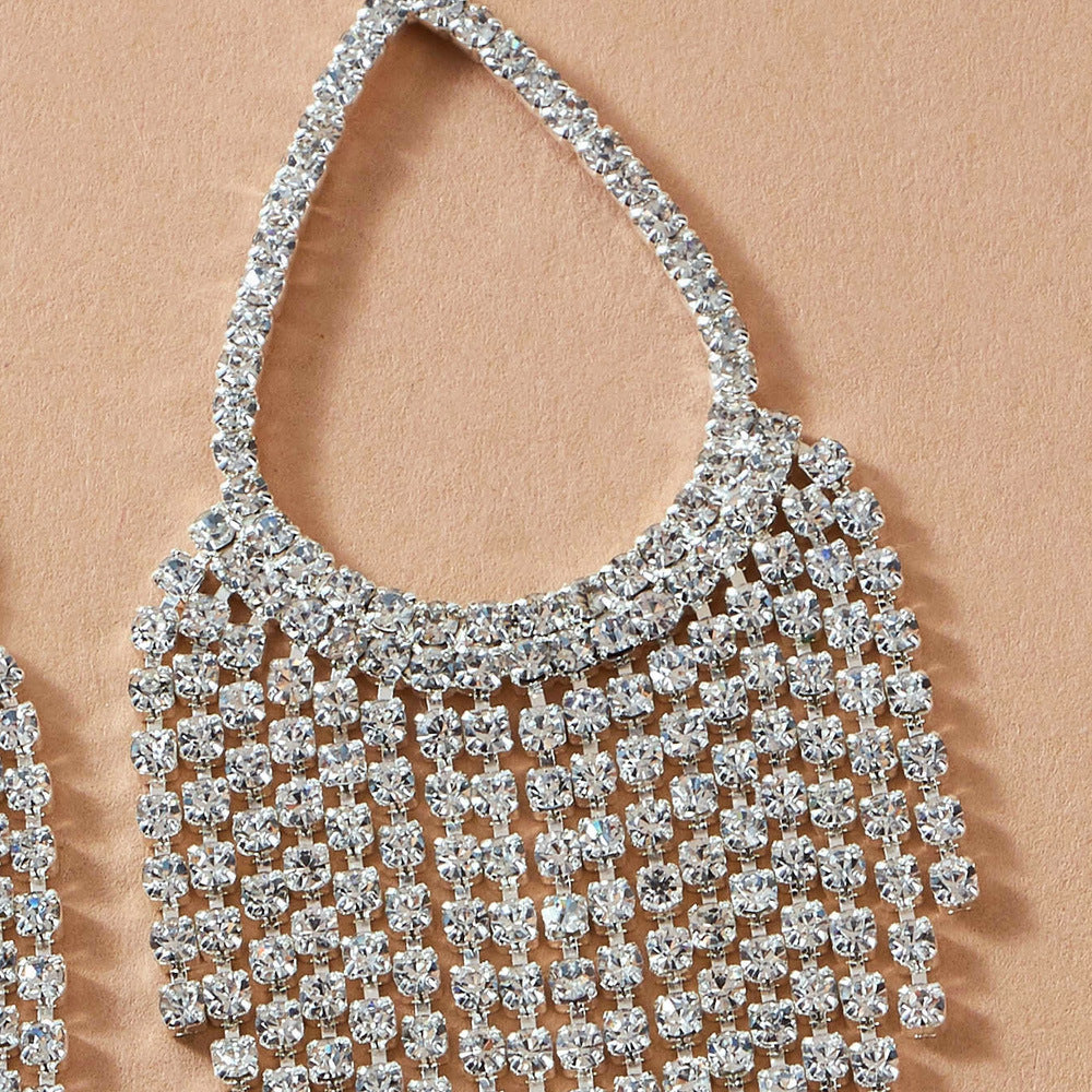 Bohemian Tassel Shiny Long Rhinestone-encrusted Earrings Aclosy