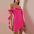 Women's Three-dimensional Ruffle Bandage Dress aclosy