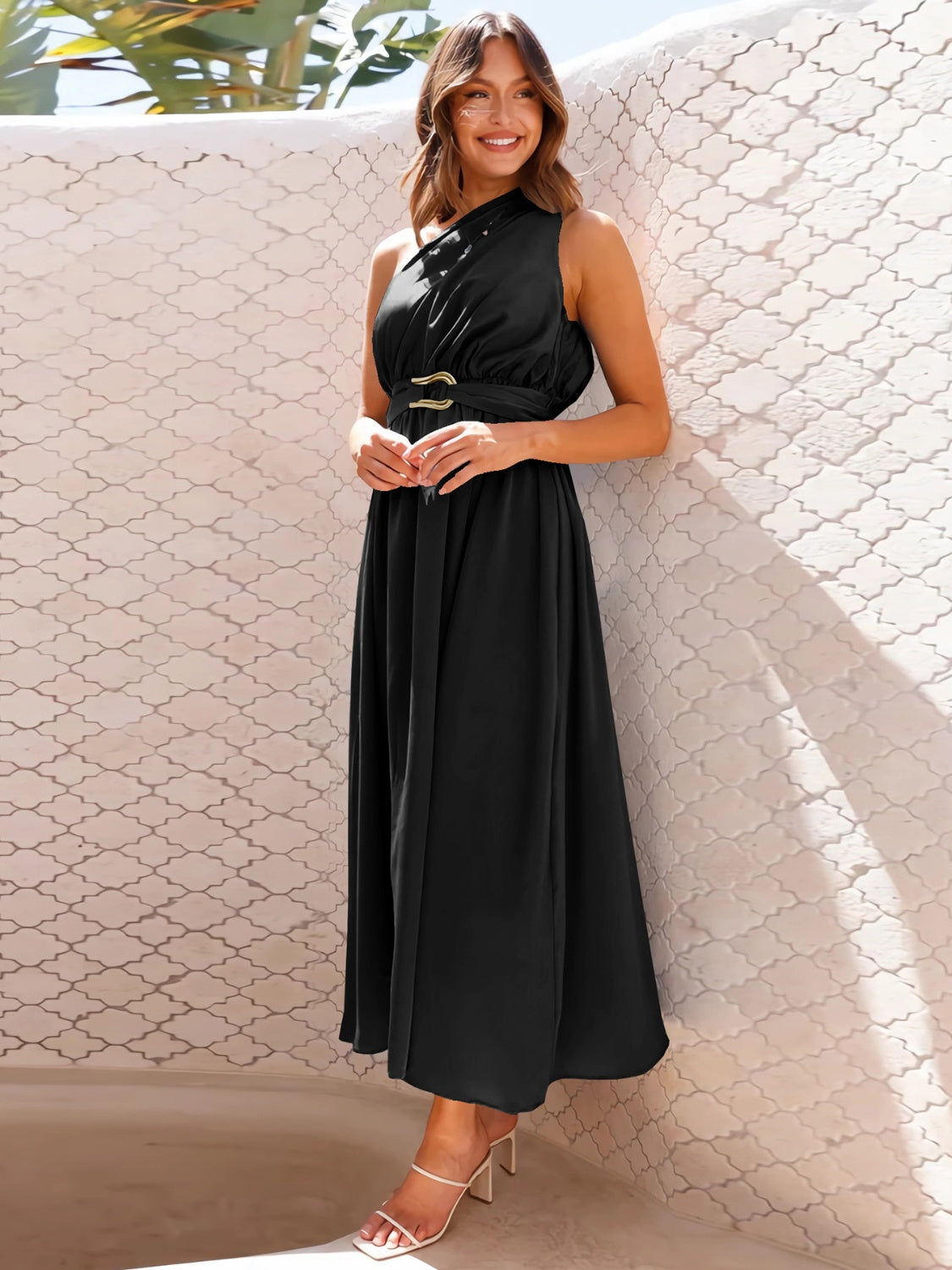 Single Shoulder Midi Dress Trendsi