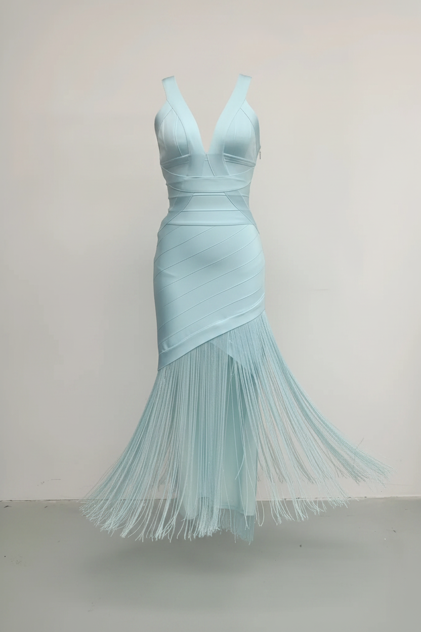 Stitched Tassel Long Bandage Chic Dress