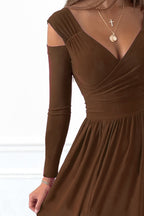 Slit Surplice Long Sleeve Maxi Dress Trendsi