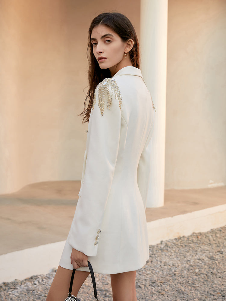 Double-Breasted Woolen Suit Dress Aclosy