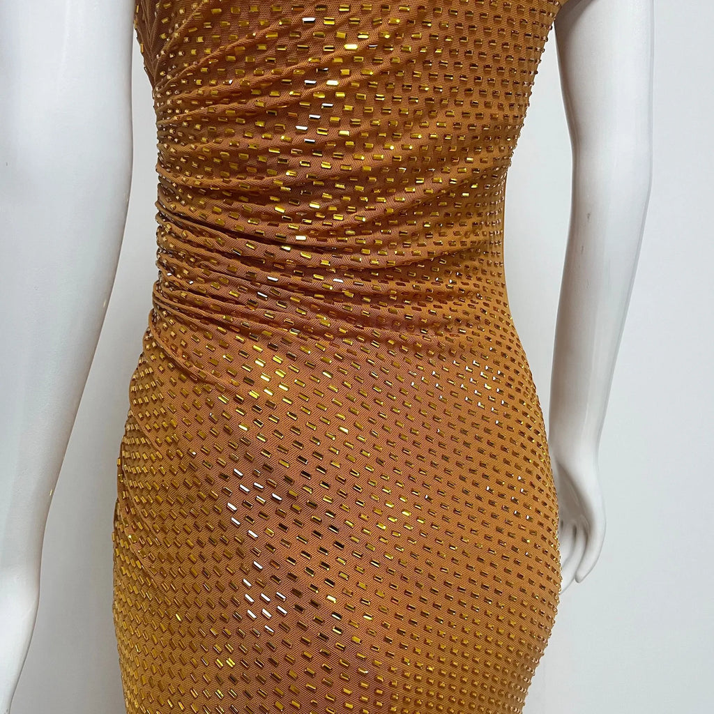 Chic Party Off-Shoulder Beaded Sleeveless Dress