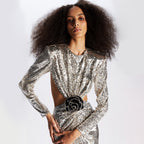 Leisure Women's Sequin Long Dress Elegant Slim Backless High-end Party Aclosy