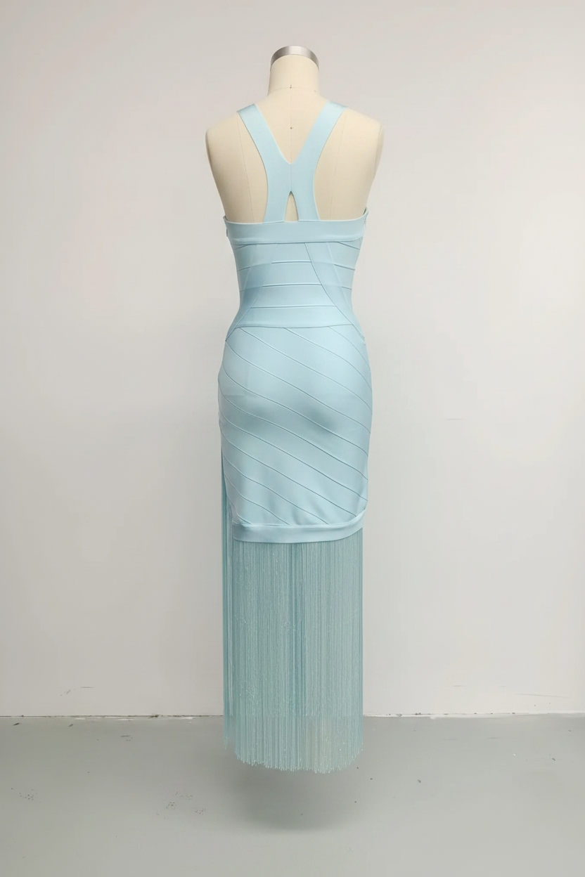 Stitched Tassel Long Bandage Chic Dress