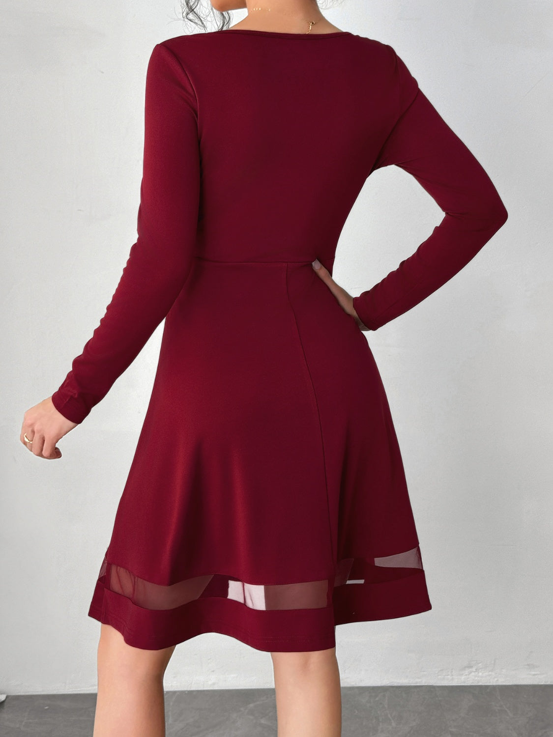 Square Neck Long Sleeve Mini Dress Trendsi