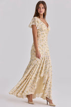Floral Casual V-neck Long Flowing Maxi Dress