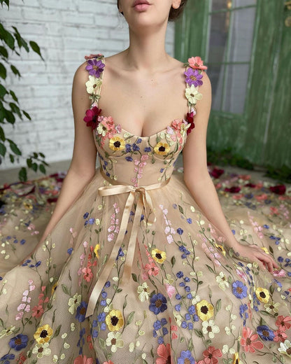 Sevintage Exquisite 3D Flowers Prom Dresses Sweetheart Aclosy