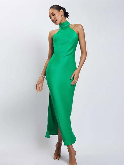 High Neck Long Party Dress Aclosy