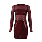 Alisha Sequin Red Mini Sleeved Party dress