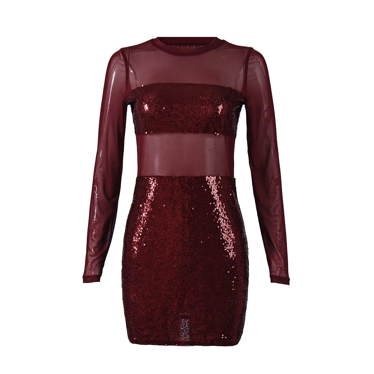 Alisha Sequin Red Mini Sleeved Party dress