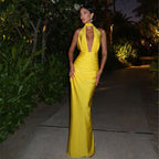 Alyia Halter Backless Maxi Dress