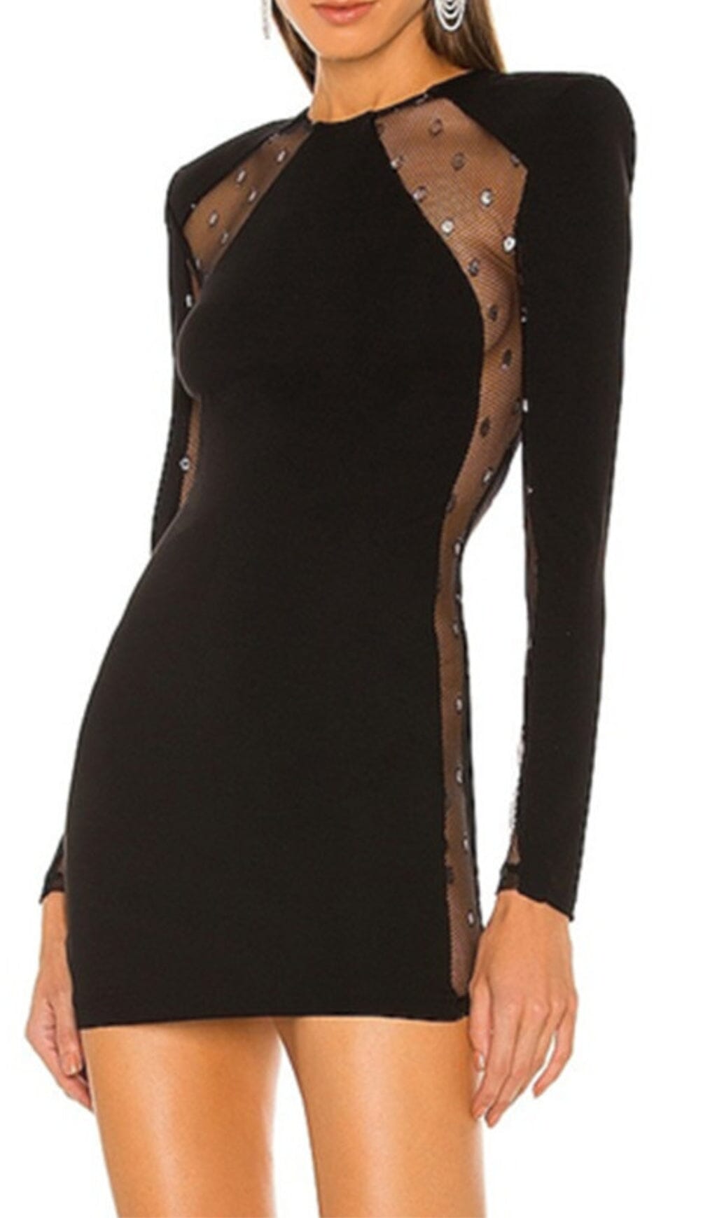 Women's Black Lace Mesh Stretch Wind Dress aclosy