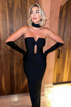 Chic Strapless Cutout Maxi Dress