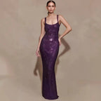 Elegant French-style Strap Casual Maxi Sequin Dress