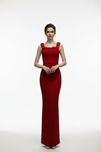 Elegant Floral Beaded Bandage Maxi Dress