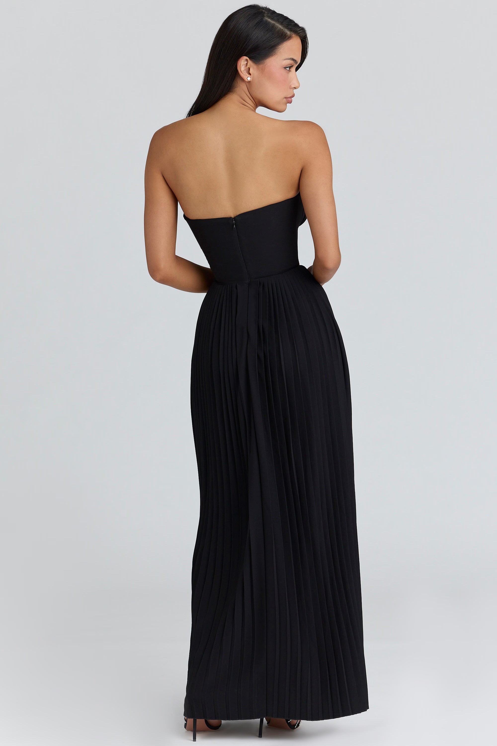 Alyia Elegant Ocean Blue Maxi Dress-Black aclosy