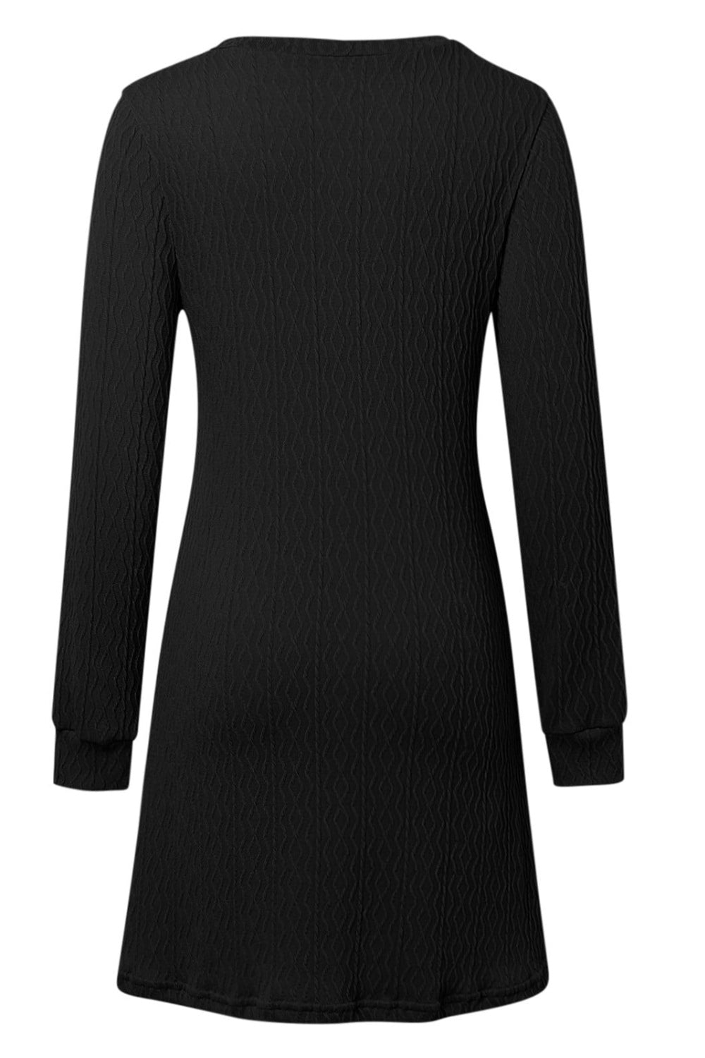 Texture V-Neck Long Sleeve Dress Trendsi