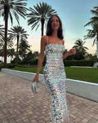 Fashion Lady Sequin Irregular Dress Aclosy