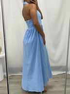 Alera Devine Ruched Halter Neck Midi Dress