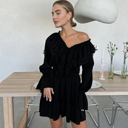 Alyia V-Neck Ruffle Mini Dress