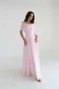 Elegant Cross-design Short-Sleeve Maxi Dress