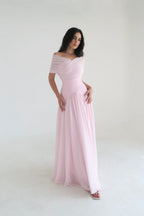 Elegant Cross-design Short-Sleeve Maxi Dress