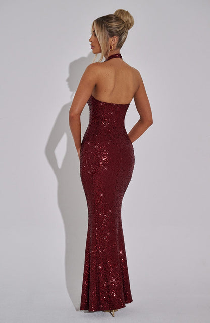 ALANA BACKLESS SEQUIN MAXI DRESS