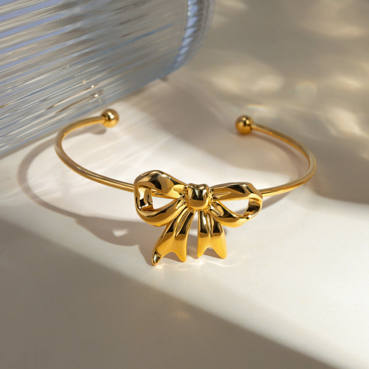 18K Gold-Plated Stainless Steel Bow Bracelet Trendsi