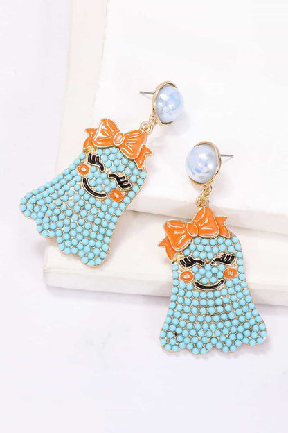 Smiling Ghost Shape Synthetic Pearl Earrings Trendsi