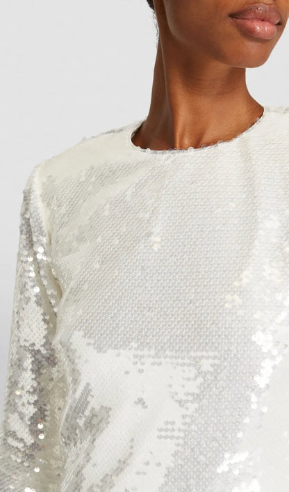 Casenia Feather Long Sleeve Sequins Dress