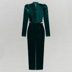 Bubble Long Sleeve Hollow Velvet Dress aclosy